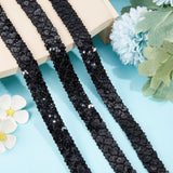 Plastic Paillette Beads, Sequins Beads, Ornament Accessories, 3 Rows Paillette Roll, Flat Round, Black, 20x1.2mm, 13m/card