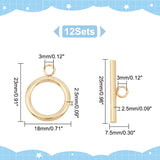 12Pcs 304 Stainless Steel Toggle Clasps, Round Ring, Real 18K Gold Plated, Ring: 23x18x2.5mm, Hole: 3mm, Bar: 25x7.5x2.5mm, Hole: 3mm