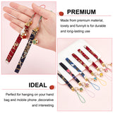 6Pcs Japanese Enamel Flower Brass Sakura Mobile Straps, with Polyester Cord for Mobile Phone Decoration, Mixed Color, 19cm, 6pcs/set