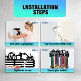 Sports Theme Iron Medal Hanger Holder Display Wall Rack, with Screws, Football Pattern, 150x400mm