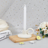 Porcelain Candle Holder, Round Candlestick Base with Handle, Old Lace, 12.3x10.7x6.7cm, Hole: 32.5mm, Inner Diameter: 2.3cm