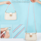 2Pcs 2 Style PU Leather Bag Handles, with Alloy Snap Clasp, Pink, 357~1300mm, 1pc/style