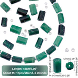 2 Strands Natural Emerald Quartz Beads Strands, with Seed Beads, Faceted Column, 9~14x5~7x5~6mm, Hole: 1.2mm, about 15~17pcs/strand, 7.09 inch(18cm)