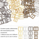 120Pcs 12 Style Alloy Slide Buckles, Square, Mixed Color, 8.7~12x8.7~12x1~1.3mm, 10pcs/style