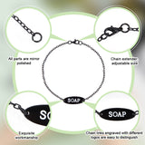 8Pcs 2 Styles Zinc Alloy Charm Bracelets, with Cable Chains and Velvet Bags, Oval with Word Lotion/Soap, Electrophoresis Black, 9-7/8 inch(25cm), 4pcs/style