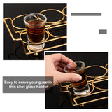 6-Hole Iron Glass Holder Display Racks, Whiskey Spirits Wine Glass Holder, for Bar Tasting Serving Tray, Kitchen Tools, Rectangle, Golden, 22.2x12.6x5.5cm, Inner Diameter: 5.8cm