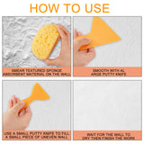 2Pcs 2 Style DIY Plastic Scraper Tool, Ceiling Whitewash Scraper, and 2Pcs PU Sponge Brush, Orange, 10.2~12.3x5.7~10.2x0.2~6.8cm