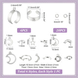 DIY Charms Cuff Ring Making Kit, Including Moon & Star Alloy Pendants, Stainless Steel Finger Ring Components & Jump Rings, Antique Silver & Stainless Steel Color, 32Pcs/box
