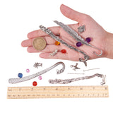 DIY Bookmark Making, Tibetan Style Alloy Pendants and Links Bookmarks, Transparent Acrylic Beads and Iron Eye Pin, Mixed Color