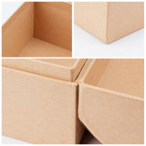 Paper Cardboard Jewelry Boxes, for Necklace, Earring, Stud, Rectangle, Tan, 4~12x6~18x4~12.5cm
