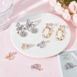 6 Pairs 2 Colors Brass Screw On Clip-on Earring Findings, with Cubic Zirconia and Loop & 12Pcs Silicone Earring Pads, Real Gold Plated & Real Platinum Plated, 18x18x9mm, Hole: 1.4mm, 3 Pair/color