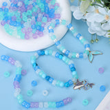800Pcs 4 Colors Transparent & Luminous Plastic Beads, Frosted, Glow in the Dark, Barrel, Mixed Color, 9x6mm, Hole: 3.8mm, 200pcs/color