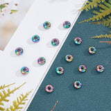 304 Stainless Steel Beads, with Rubber Inside, Slider Beads, Stopper Beads, Rondelle, Rainbow Color, 8x4mm, Hole: 4mm, Rubber Hole: 2mm, 30pcs/box