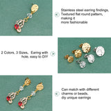 24Pcs 6 Style Flat Round 304 Stainless Steel Stud Earring Findings, with Earring Backs, Mixed Color, 4pcs/style