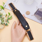 PU Leather Sew on Bag Handles, with Alloy Findings, Golden, 28.5cm