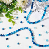 3 Strands Natural Striped Agate/Banded Agate Beads Strands, Dyed & Heated, Grade A, Round, Blue, 8mm, Hole: 1mm, about 43pcs/strand, 15.5 inch