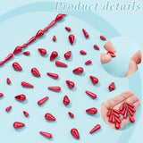 120pcs ABS Plastic Imitation Pearl, Teardrop, Red, 10~18x6~10mm, Hole: 1~1.5mm