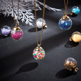 Glass Ball Pendants, with Star Glitter Sequins, Golden Plated CCB Plastic Cup Peg Bails and Bead Container, Round, Mixed Color, 20.5x15mm, Hole: 2.5mm, 90pcs/box