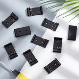 10Pcs Aluminium Alloy DIN Rail Mounting Clip Mounting Bracket, Electrophoresis Black, 50x26x7.5mm, Hole: 3.5mm