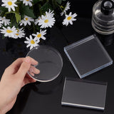 3Pcs 3 Style Transparent Acrylic Display Bases, Square & Flat Round & Rectangle, for Photography Props Decoration, Clear, 60~80x80~90x15mm, 1pc/style
