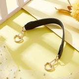Imitation Leather Bag Handles, with Alloy Chain Swivel Clasp & D-Ring, Antique Bronze, Black, 32.5x3.2x0.37~0.77cm