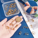 30Pcs 304 Stainless Steel Clip-on Earrings Findings, with Loop, for Non-pierced Ears, Real 18K Gold Plated, 16x12x7.5mm, Hole: 1.8mm