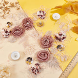 3D Flower Organgza Polyester Embroidery Ornament Accessories, Sequin/Paillette Applique Patch, Sewing Craft Decoration, with Rhinestone, Light Coral, 390x230x21mm