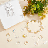 40Pcs 2 Colors Brass Linking Rings, Long-Lasting Plated, Moon, Golden & Silver, 16x14x1mm, Inner Diameter: 14x3mm, 20pcs/color