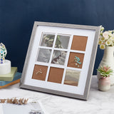 Square Wood Photo Frame Stand, for Wall Hanging and Tabletop Display, for Hold 9 Photos, Gainsboro, 330x330x19mm