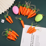 Easter Theme Imitation Carrot Foam & Plastic Pendant Decoration, with Jute Cord Hanging Party Decoration, Coral, 107mm, 24pcs/bag