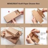 Kraft Paper Folding Box, Drawer Box, Rectangle, BurlyWood, 12.8x10.8x4.2cm, 20pcs/set