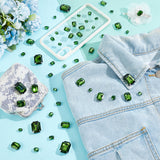 60Pcs 5 Styles Rectangle Octagon Shape Sew on Rhinestone, Glass Rhinestone, 4-Hole Links, with Stainless Steel Setting, Garment Accessories, Fern Green, 8~25x6~18x4~8.5mm, Hole: 0.8~1.2mm