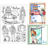 Custom Summer Theme PVC Plastic Clear Stamps, for DIY Scrapbooking, Photo Album Decorative, Cards Making, Travel, 160x110mm