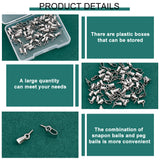 60Pcs 201 Stainless Steel Screw Eye Pin Peg Bails, For Half Drilled Beads, Stainless Steel Color, 8x4x1mm, Hole: 6x3mm, Pin: 0.8mm