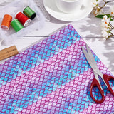 Fish Scale Pattern Polyester-Cotton Fabric, for DIY Bag Cloth Accessories, Magenta, 1482x1000x0.2mm