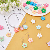 Resin Pendants, with Platinum Plated Screw Eye Pin Peg Bails, Flower, Mixed Color, 22~24x19~19.5x7~8mm, Hole: 1.8~2mm, 10 Colors, 4pcs/color, 40pcs/box