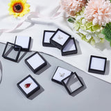 Acrylic Jewelry Gift Boxes, with Clear PVC Windows and White Sponge Inside, Square, Black, 4x4x1.8cm