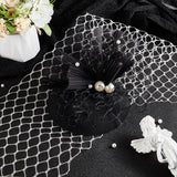 Polyester Mesh Tulle Fabric, for DIY Bride's Headdress and Veil, Old Lace, 22~23x0.04cm