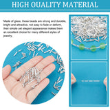 1600Pcs 4 Size Glass Twisted Bugle Beads, Metallic Colour, Silver, 5~12x2mm, Hole: 0.5mm, 400Pcs/size