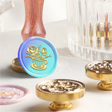 Brass Wax Seal Stamp with Handle, for DIY Scrapbooking, Flower Pattern, 89x30mm