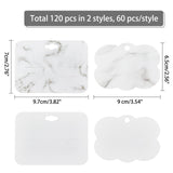 Marble Texture Pattern Paper Display Cards, Jewelry Display Cards, Rectangle & Cloud Shape, Light Grey, 120pcs/set