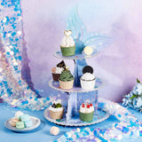 3-Tier Paper Cake Display Stand, Birthday Wedding Party Favor, Mermaid, Colorful, Finish Product: 300x300mm