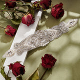 Flower Pattern Hotfix Rhinestone, Glass Crystal Rhinestone Applques, for Bridal Dress, Sash, Belt, Crystal, 253x51x8mm