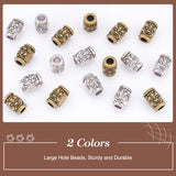 12Pcs 2 Colors Alloy European Beads, Large Hole Beads, Column with Pi Xiu, Mixed Color, 16.5x11.5x13.5mm, Hole: 5.5mm, 6pcs/color