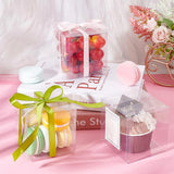 Foldable Transparent PET Box, for Wedding Party Baby Shower Packing Box, Square, Clear, Finished Product: 8x8x8cm