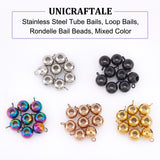 40Pcs 5 Colors Ion Plating(IP) 304 Stainless Steel Tube Bails, Loop Bails, Rondelle Bail Beads, Mixed Color, 11x6.5x8mm, Hole: 3mm, 8Pcs/color