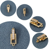 4 Sets Brass Rhinestone Fold Over Clasps, Rectangle, Golden, 20x6.5x5mm, Hole: 1mm and 1.2mm