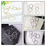 304 Stainless Steel Linking Ring, Hexagon, Stainless Steel Color, 13.5~20x12~22.5x0.8mm, 36pcs/box