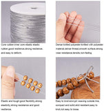 Round Elastic Cord, with Polyester Outside and Rubber Inside, Silver, 1mm, 100m/roll