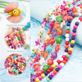 6 Strands 3 Styles Synthetic Howlite & Synthetic Turquoise Beads Strands Set, Dyed, Starfish/Sea Star & Round & Tortoise, Mixed Color, 8~19x8~14x5~8mm, Hole: 1mm, about 23~50pcs/strand, 14.76~15.35''(37.5~38.989cm), 2 strands/style
